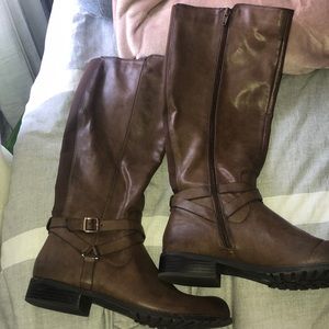Brown riding boots
